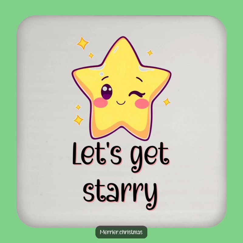 Funny Kawaii Star Drink Coaster: Cute Winking Character, Stylish Surface Saver