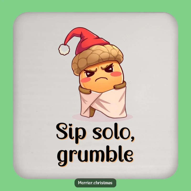 Funny Grumpy Acorn Coaster - Protect Surfaces with Holiday Humor