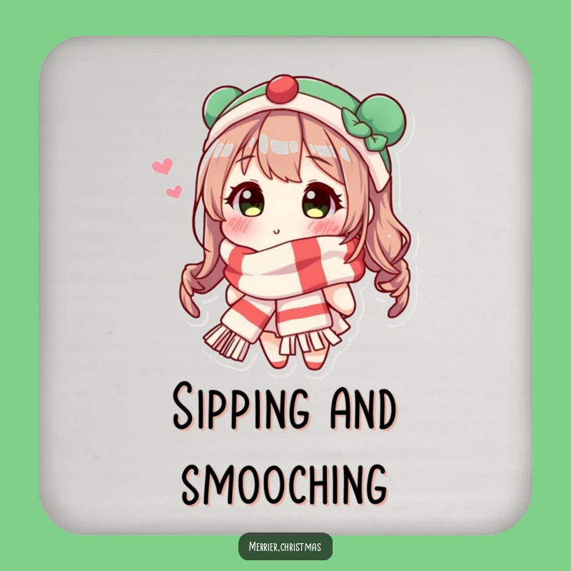 Funny Festive Scarf Kiss Coaster: Protect Surfaces with Holiday Charm!