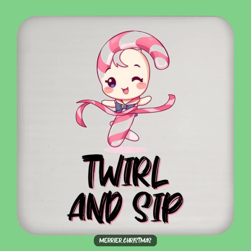 Funny Candy Cane Coaster: Playful Holiday Protection, Cute Funny Gift