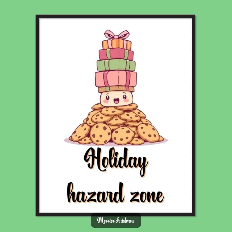 Funny Bewildered Cookie Pile Poster - Humorous Holiday Wall Art Gift