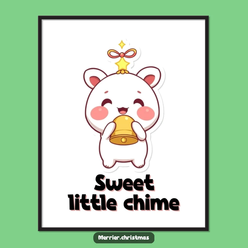 Funny Kawaii Art Poster: Bell's Sparkle Greeting, Whimsical Funny Gift for Decor
