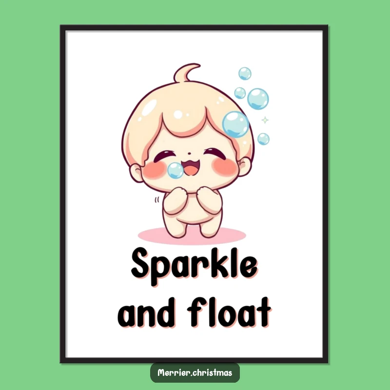 Funny Kawaii Bubble Blower Poster, Whimsical Wall Art Full of Joy!