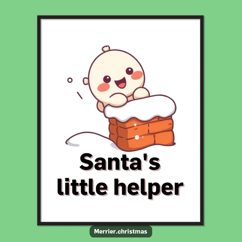 Funny Kawaii Chimney Slider Poster: Festive Wall Art to Brighten Your Holiday Home!