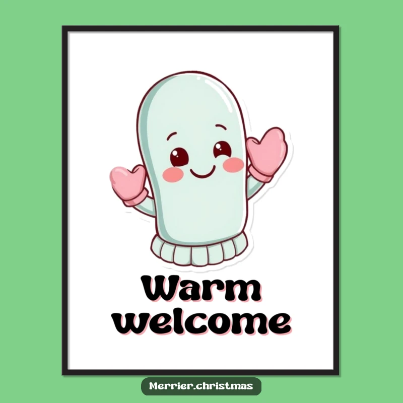 Funny Waving Mitten Poster: Energetic Character Art for Happy Walls!