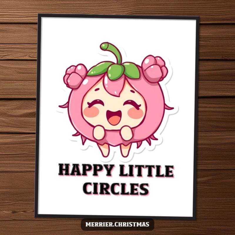 Funny holly berry character giggling with excitement, depicted on a festive poster to brighten any space.