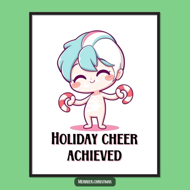 Funny Candy Cane Poster: Joyful Bend Brings Playful Cheer to Your Walls