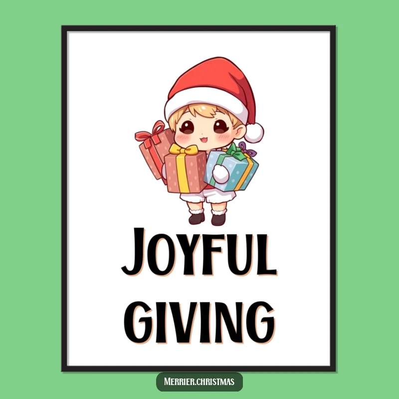 Funny Santa Poster: Gift Holding Character Wall Art, Festive Decor Gift