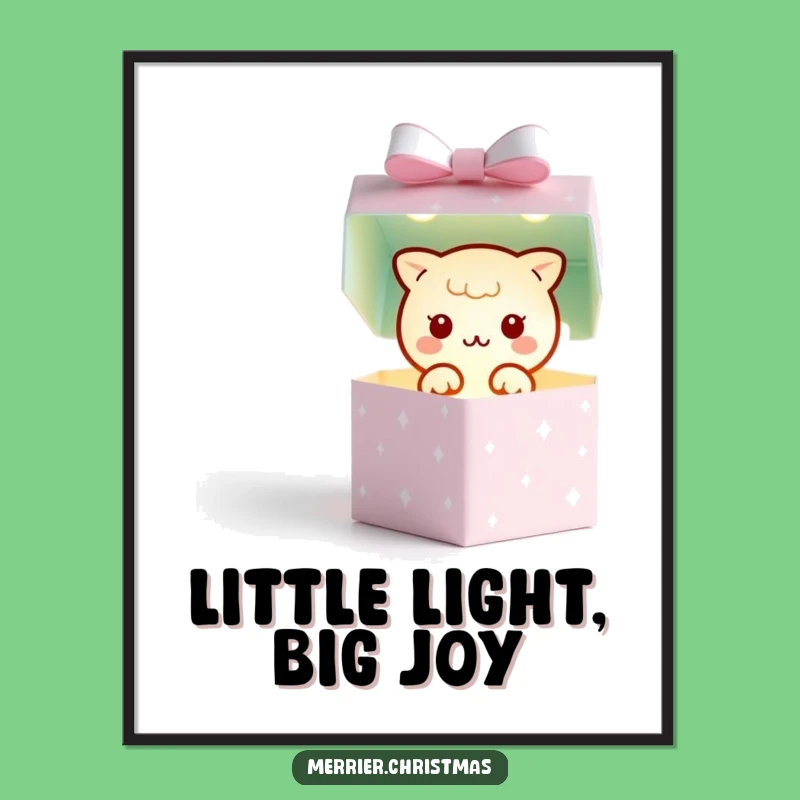 Funny Kawaii Gift Box Poster: Twinkling Wonder Art, Perfect Inspirational Decor