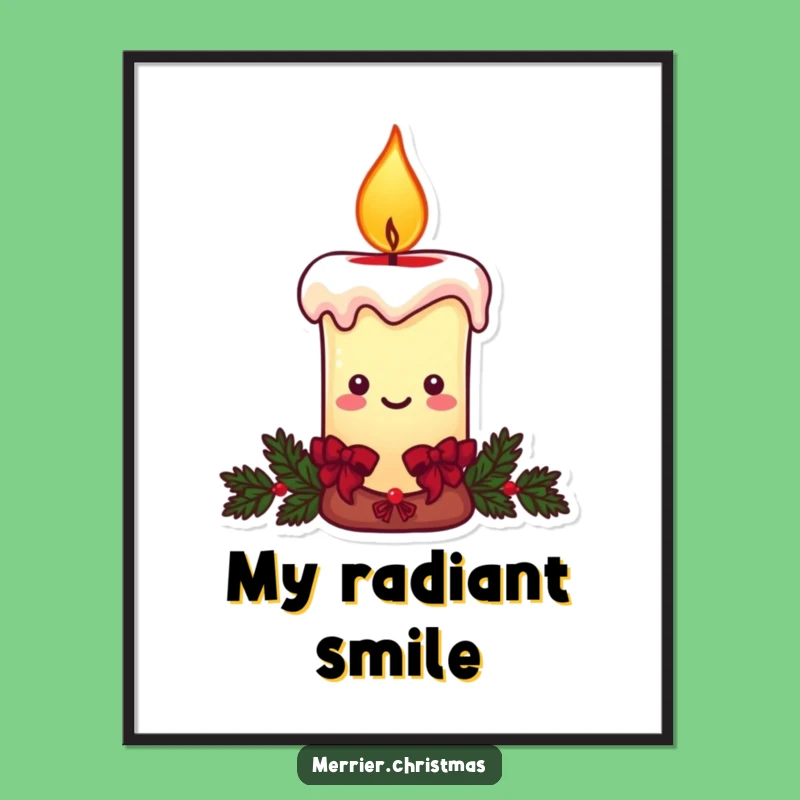 Funny Christmas Candle Poster: Smiling Flame Holiday Art, Humorous Gift Decor