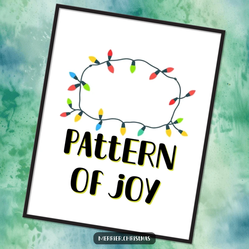 Funny Christmas lights poster with a cheerful pattern, glowing vibrantly, perfect for festive decor and as a funny gift.