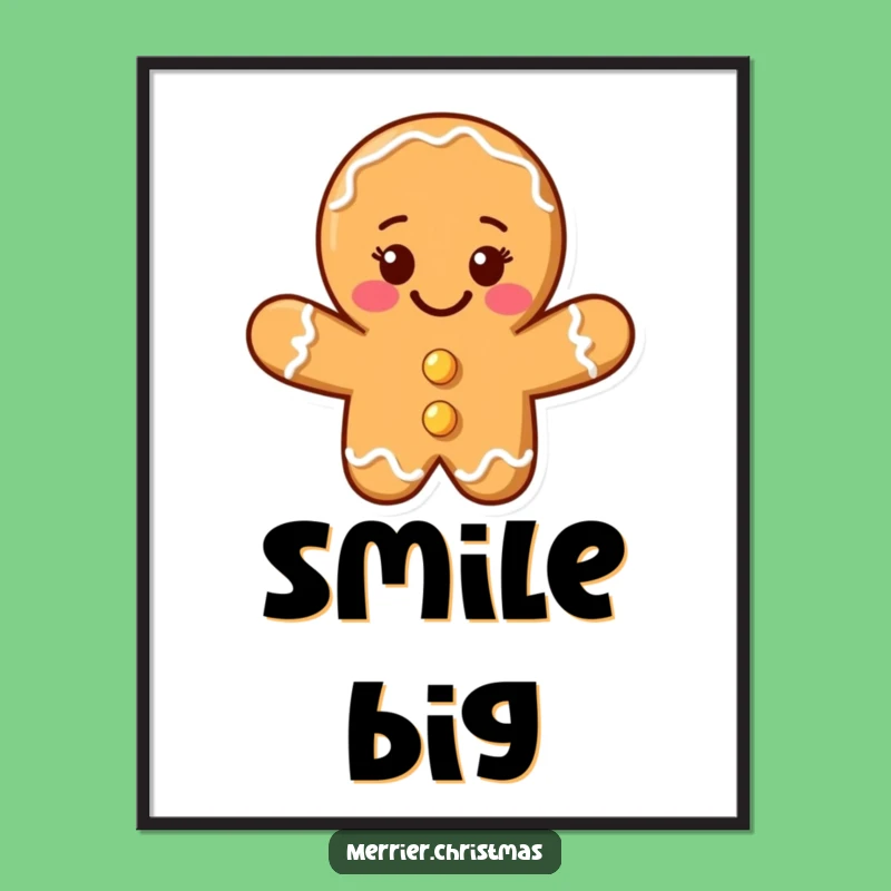 Funny Gingerbread Man Poster: Whimsical Smile for Festive Decor