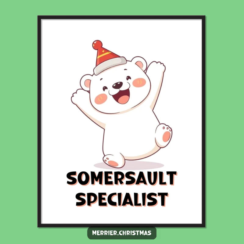 Funny Polar Bear Cub Art Print: Joyful Animal Decor, Perfect Humorous Gift!