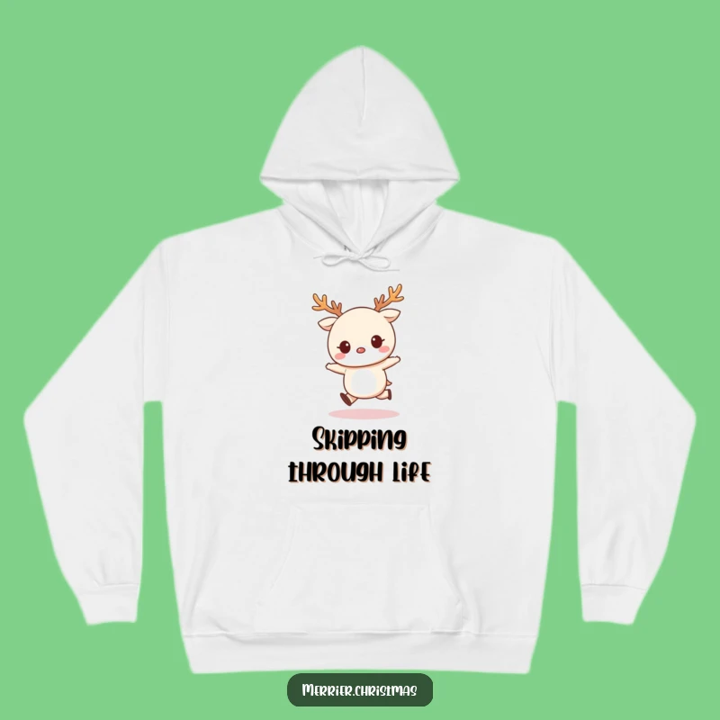 Cozy Funny Kawaii Reindeer Skip Hoodie, Warm Festive Vibes!