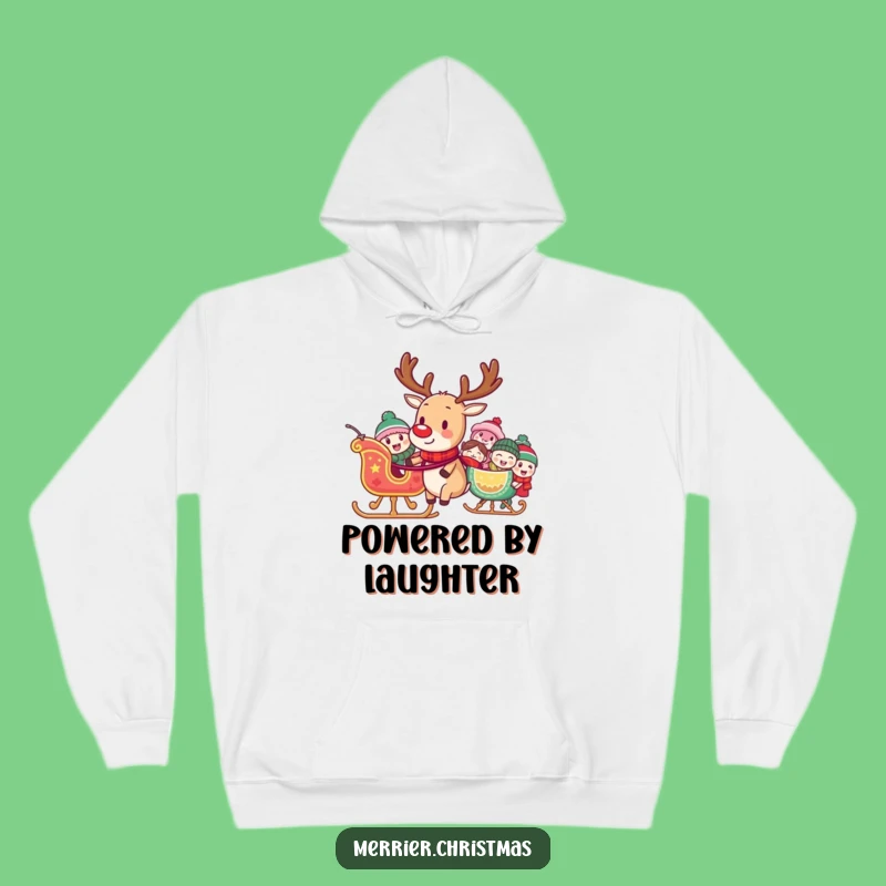Funny Reindeer Sleigh Hoodie - Cozy Comfort with Festive Laughter