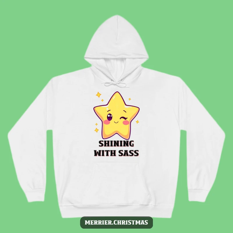 Funny Kawaii Star Hoodie: Cozy Winking Character Warmth, Fun Gift Apparel
