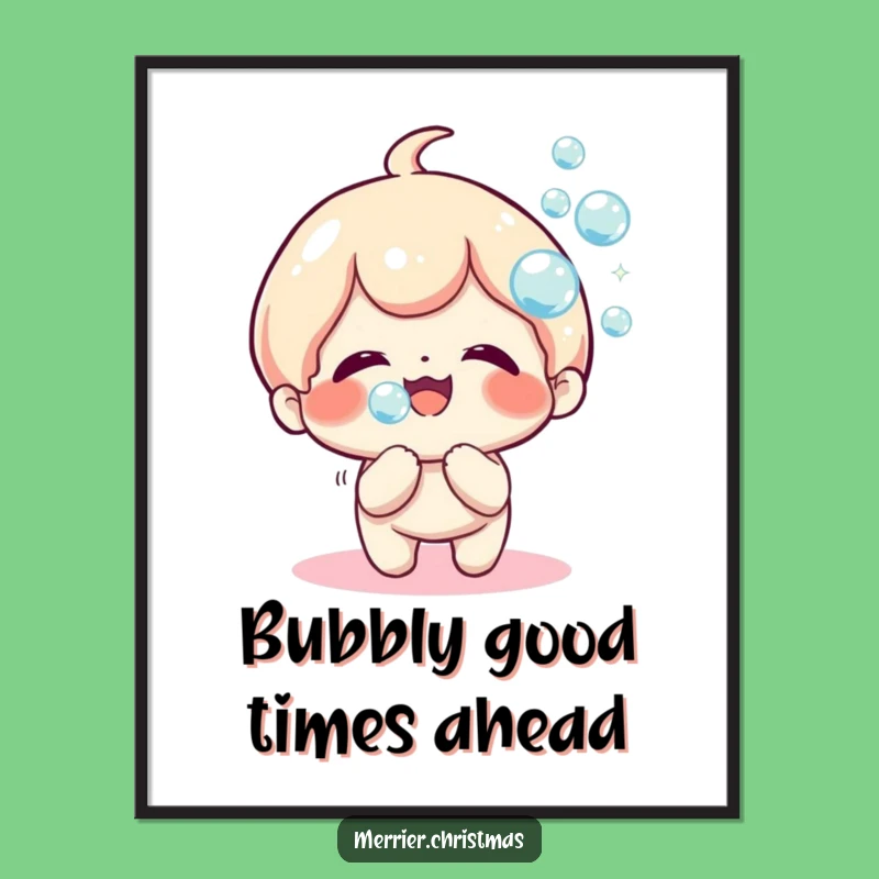 Funny Free Printable Kawaii Wall Art: Sparkly Bubbles Joyful Downloadable Decor