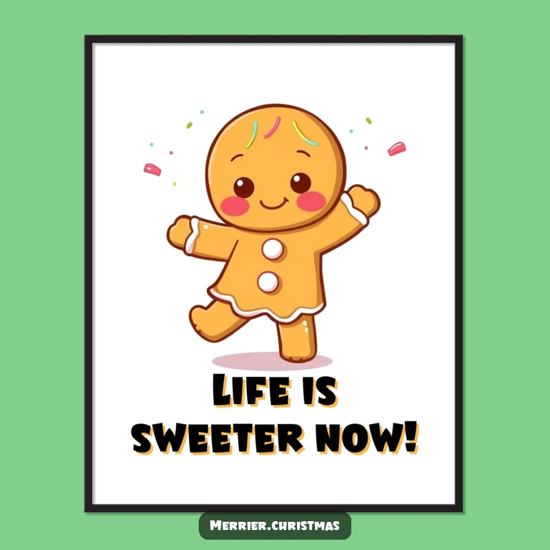 Free Printable Gingerbread Wall Art: Dancing Sprinkle Downloadable DIY Decor