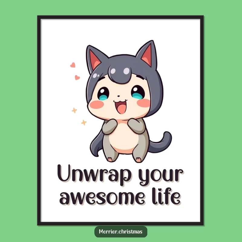 Free Printable Wall Art: Funny Present Character Wiggling Downloadable Decor