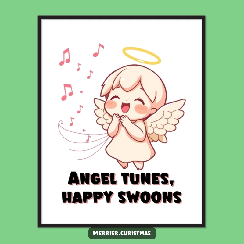 Joyful Angel Art: Singing Kawaii Angel Free Printable Wall Decor