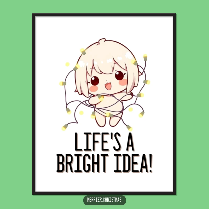 Free Printable Wall Art: Kawaii Light Tangle, Festive Funny Downloadable Decor