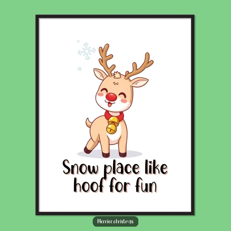 Free Printable Wall Art: Reindeer Tossing Snowflake Funny Downloadable Art Gift