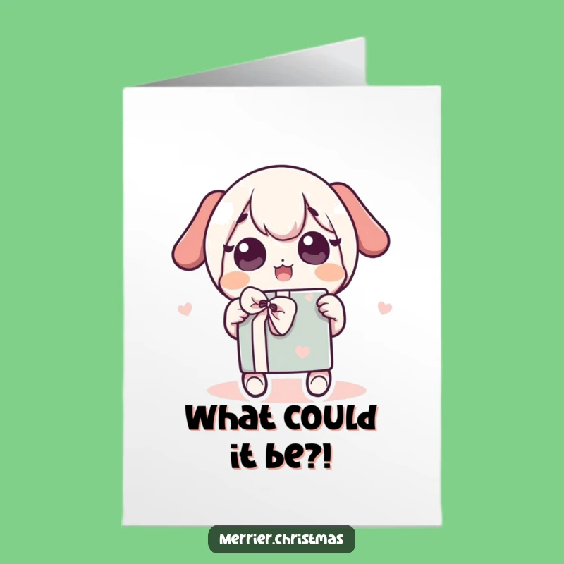 Free Printable Birthday Card: Excited Kawaii Shaking Gift Funny Downloadable