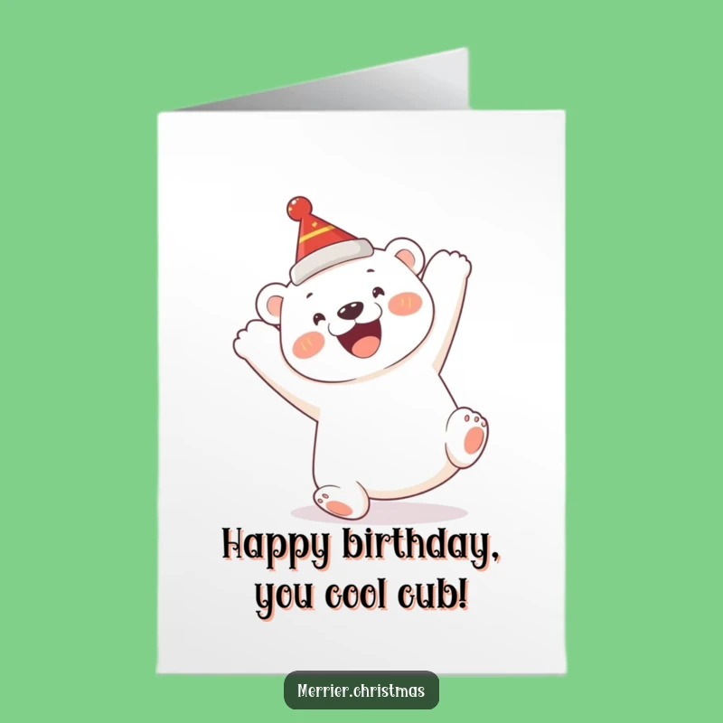 Free Printable Birthday Card: Polar Bear Somersault Funny Downloadable Gift