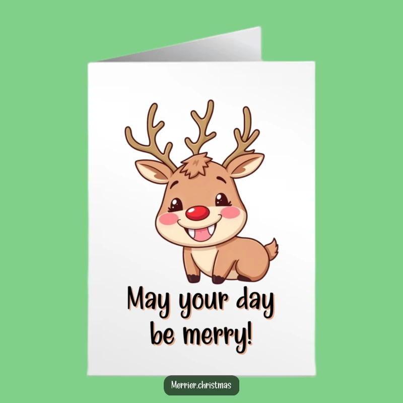 Free Printable Reindeer Birthday Card: Goofy Grin Downloadable Gift for Laughs