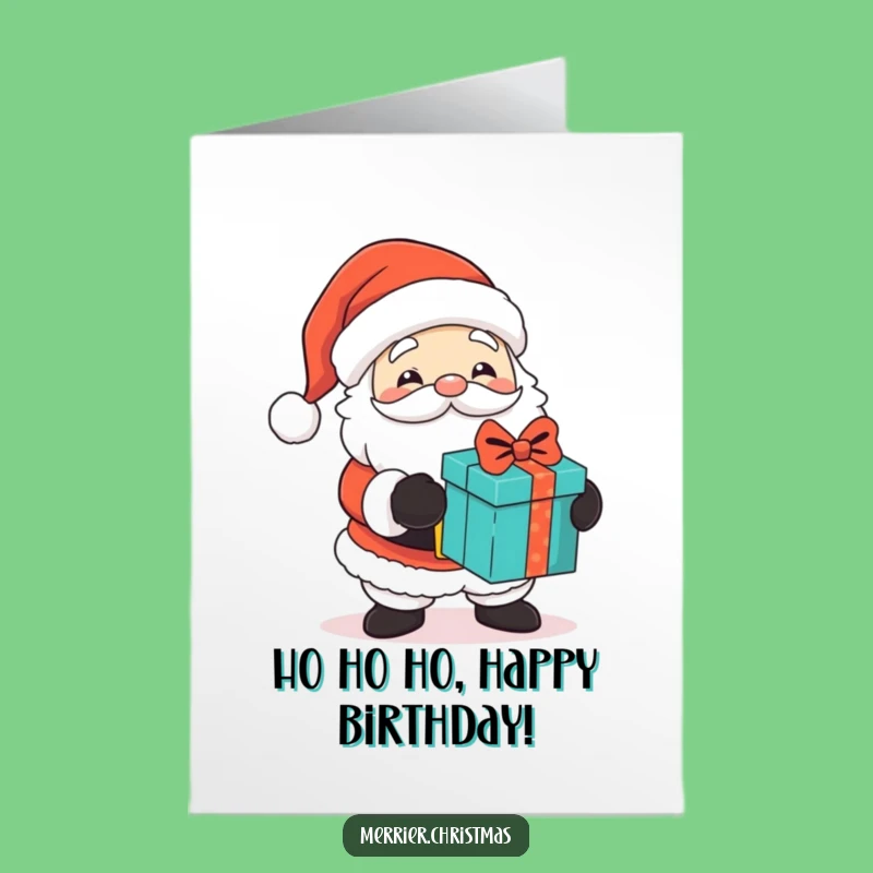 Free Printable Funny Birthday Santa Card: Twinkling Character, Gift of Laughter