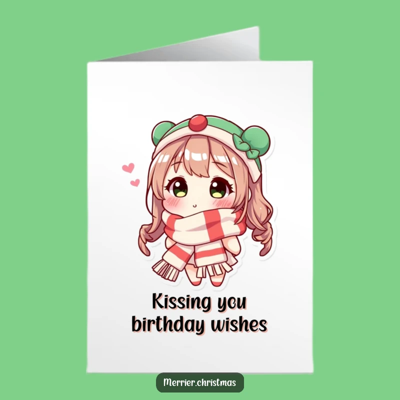 Free Printable Birthday Card: Kissing Scarf Character - Funny Downloadable Gift