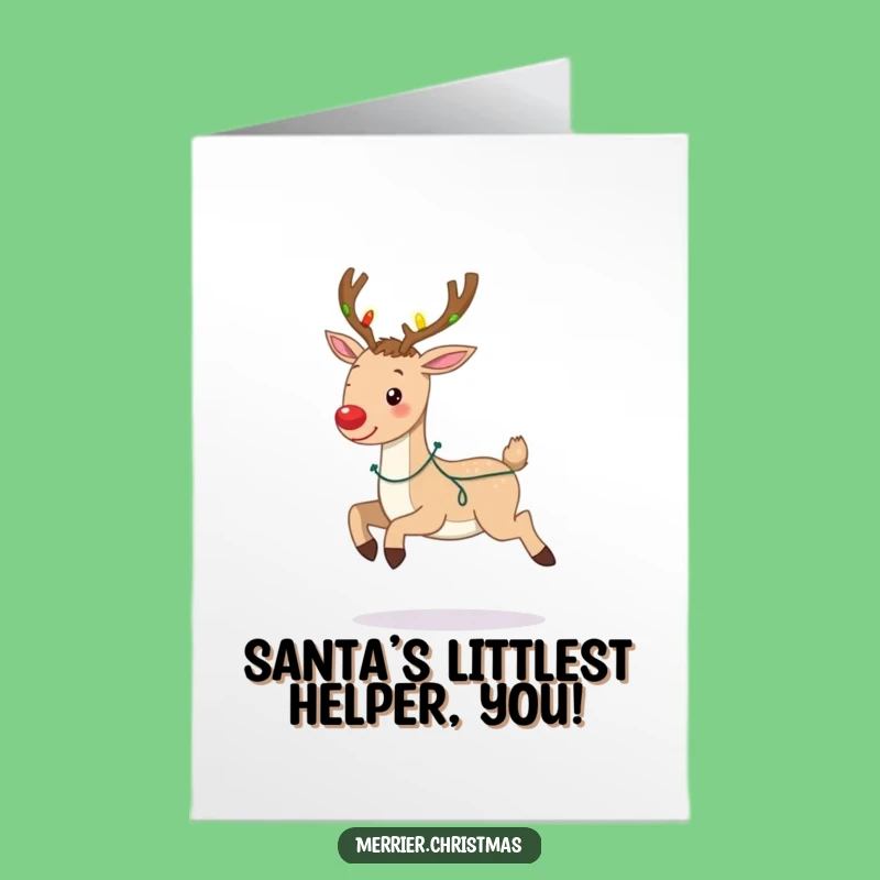 Free Printable Birthday Card: Funny Reindeer Lights Prancing Joyfully