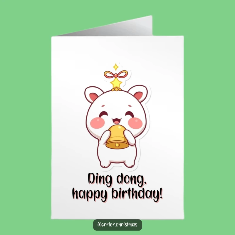 Sparkling Free Printable Birthday Card: Kawaii Bell Character - Funny Downloadable Gift!