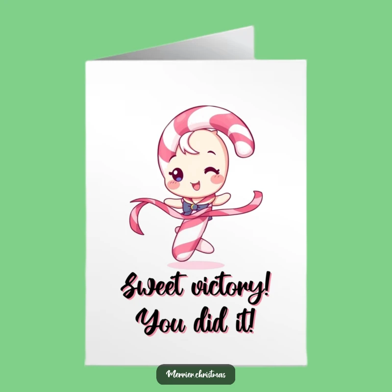 Free Printable Congrats Card: Candy Cane Twirls Ribbon in Celebration