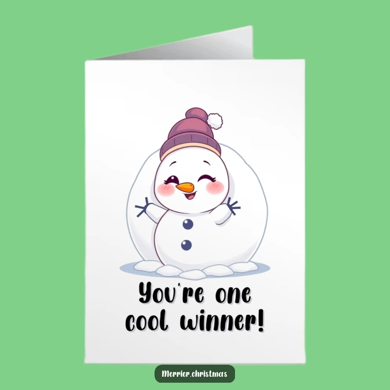 Free Printable Congrats Card: Winking Snowman Funny Downloadable Gift