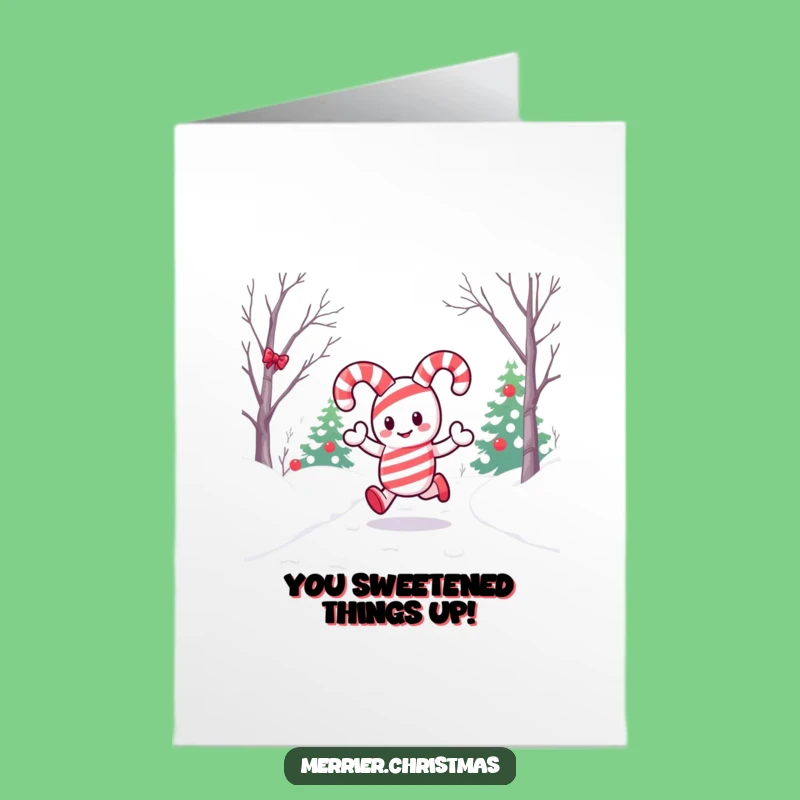 Free Printable Congratulations Card: Sweet Kawaii Candy Cane Hop to Celebrate Big Wins