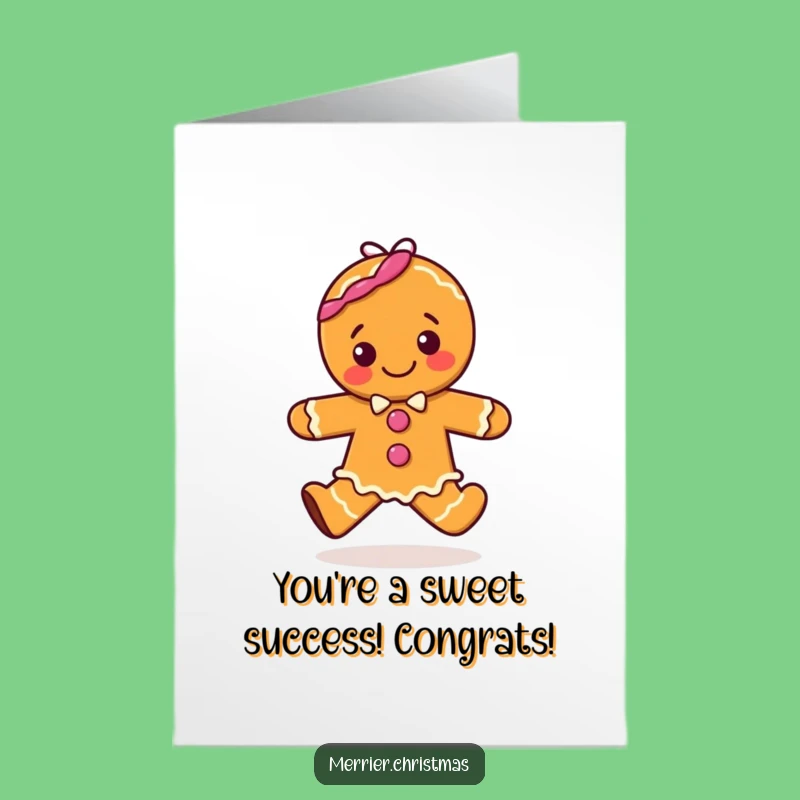 Free Printable Gingerbread Congratulations Card: Hopping High, Humorous Downloadable Card for Triumphs