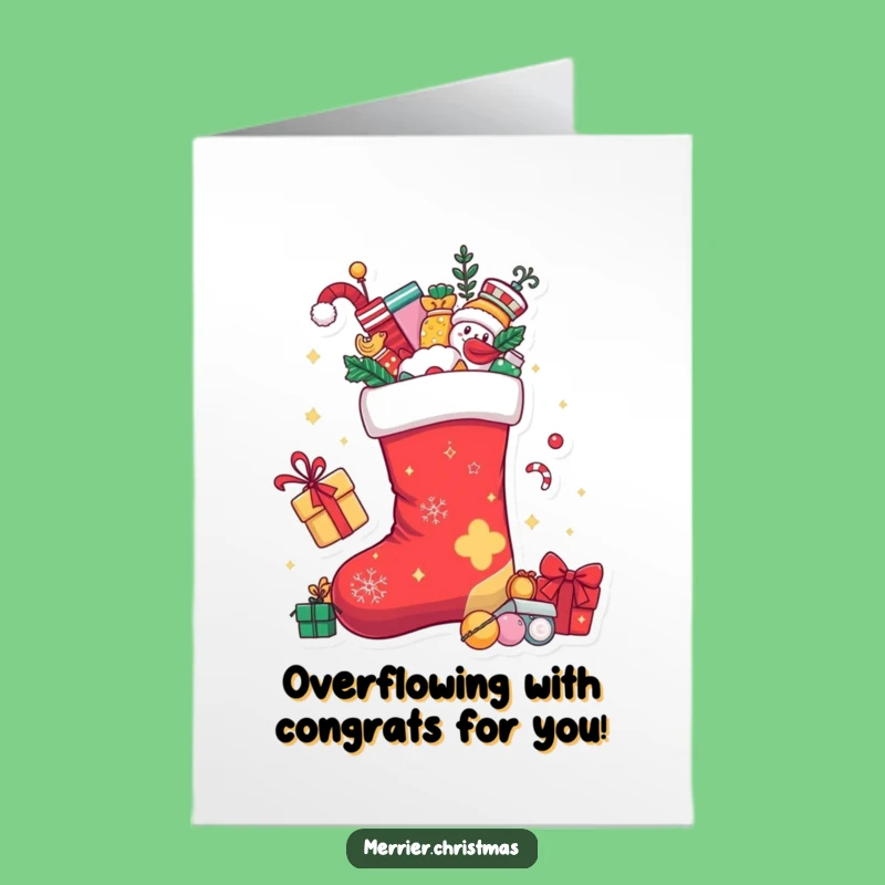 Free Printable Congrats Card: Stocking Overflow Playful Items Downloadable Gift