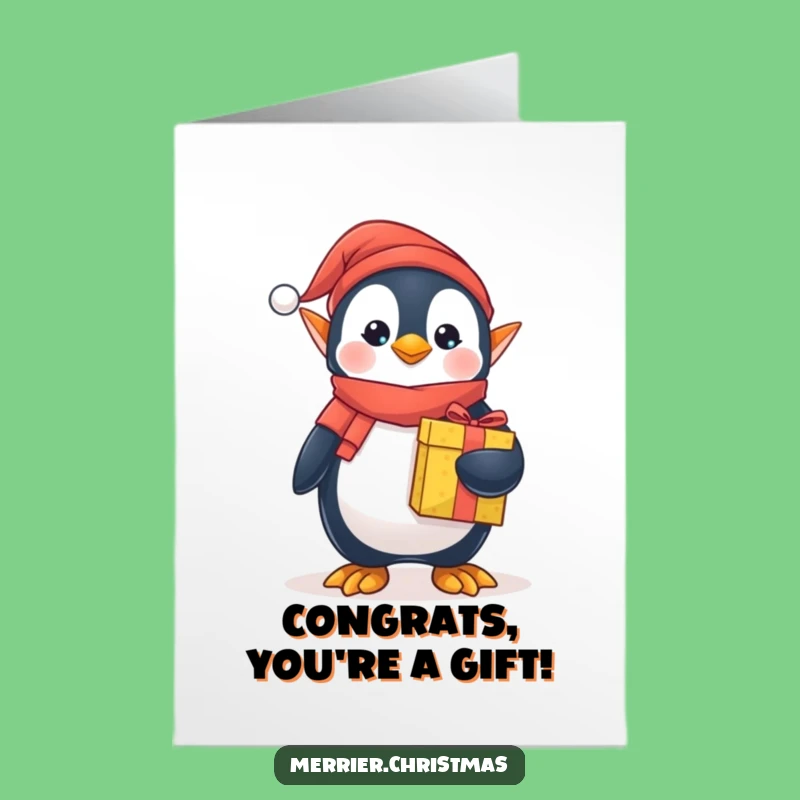 Printable Penguin Elf Congratulations Card: Funny Free Downloadable for Any Achievement