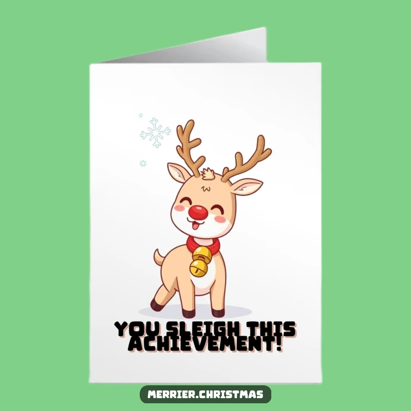 Free Printable Congrats Card: Reindeer Tossing Snowflake Funny Downloadable Gift