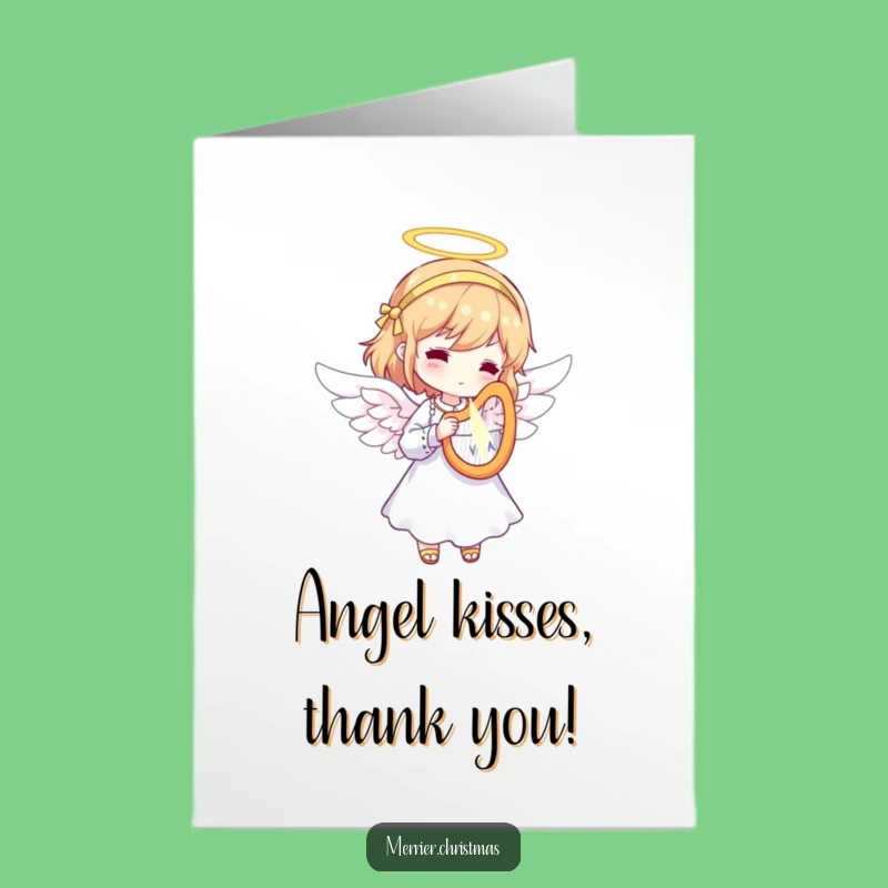 Free Printable Angel Thank You Card: Harp Serenade Downloadable Grateful Tune