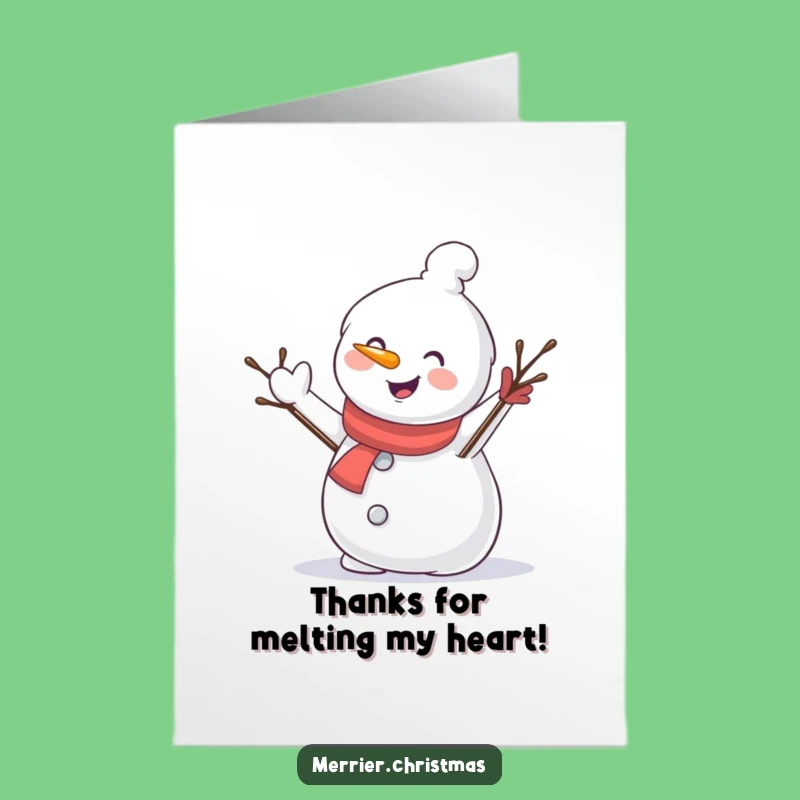 Free Printable Snowman Thank You Card: Waving Pal, Funny Downloadable Note for Gratitude