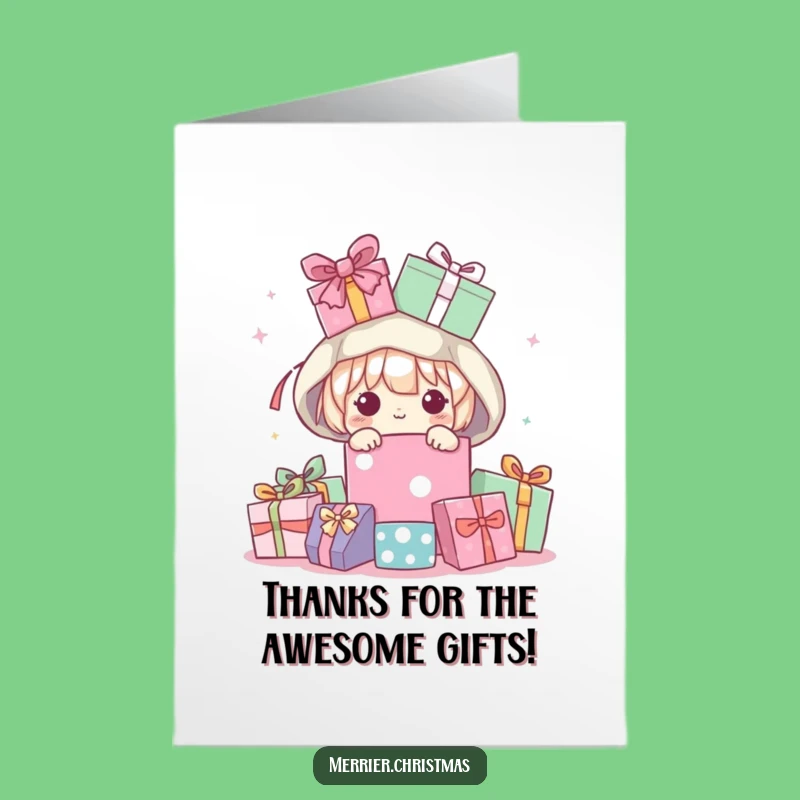 Free Printable Thank You Card: Kawaii Peeking Funny Downloadable Expression