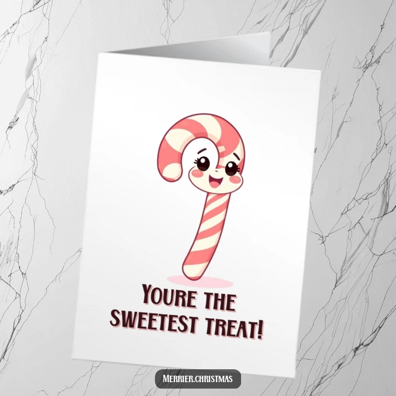 Funny Free Printable Thank You Card: Cheerful candy cane doing a little spin to express thanks.