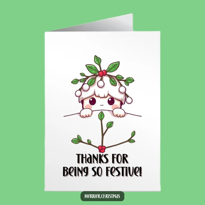 Playful Mistletoe Free Printable Thank You Card - Humorous Downloadable