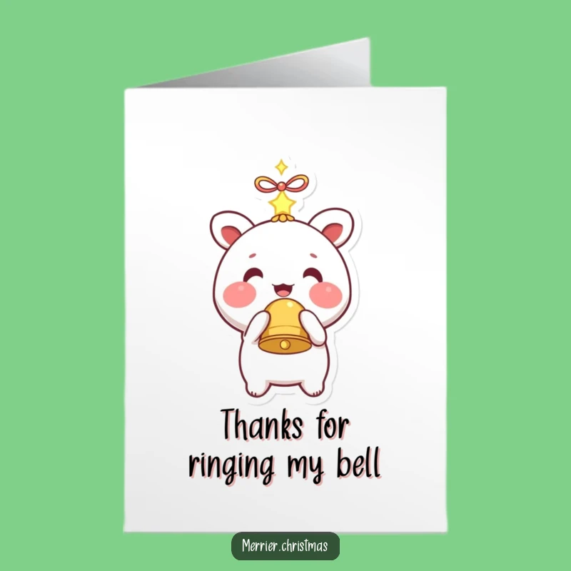 Sweet Free Printable Thank You Card: Kawaii Bell Character - Funny Downloadable Gift!