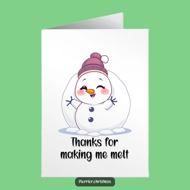 Free Printable Thank You Card: Winking Snowman Funny Downloadable Gift