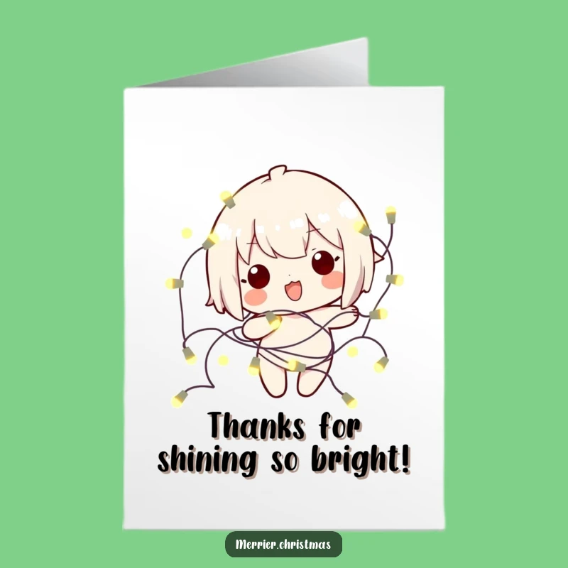 Free Printable Thank You Card: Kawaii Light Tangle, Glowing Downloadable Gift of Thanks