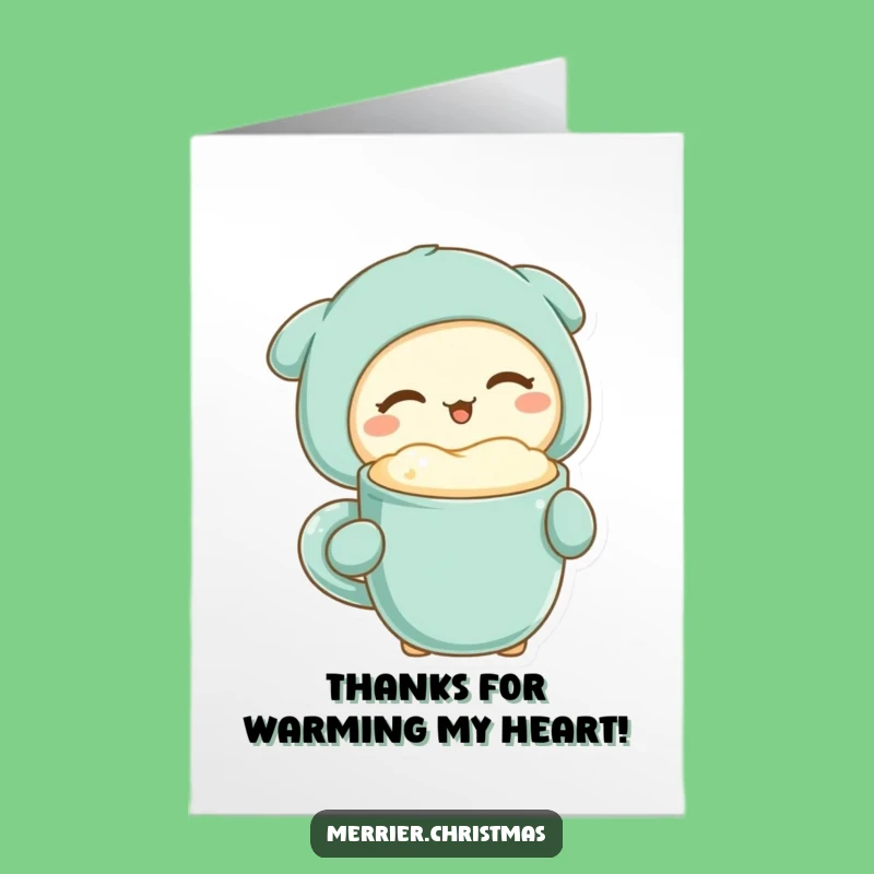 Free Printable Thank You Card: Kawaii Wink & Warm Mug, Appreciative Downloadable Gift