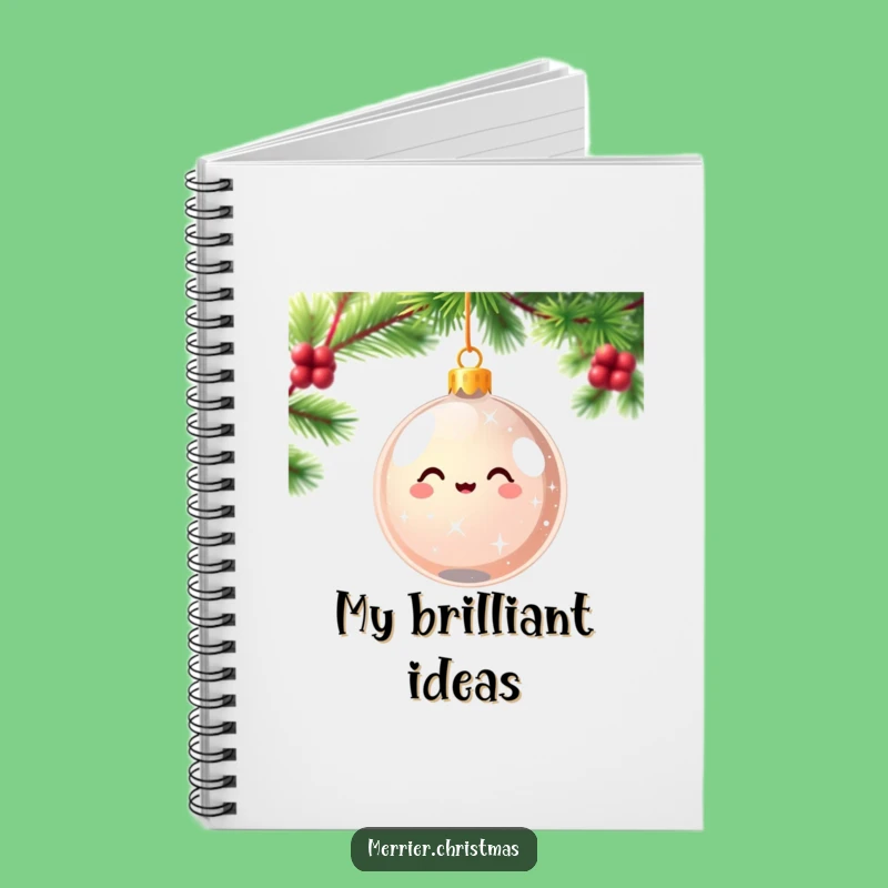 Funny Christmas Ornament Notebook - Sparkling Kawaii Delight - Festive Gift